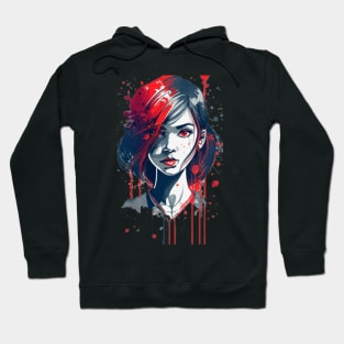 Cute girl with red eyes anime style Hoodie